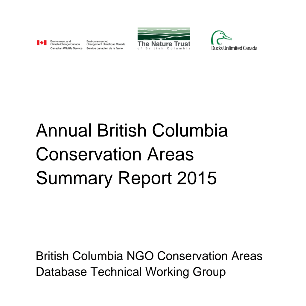 Annual British Columbia Conservation Areas Summary Report 2015 – Eco ...